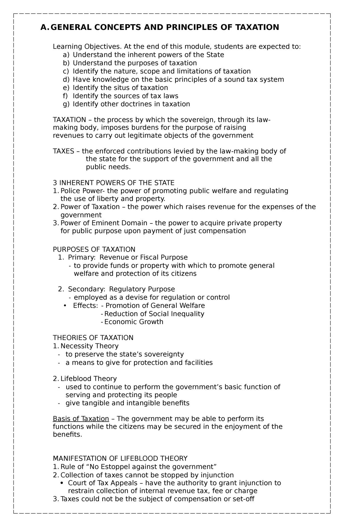 Module 1 General Concepts AND Principles OF Taxation - Bachelor Of ...