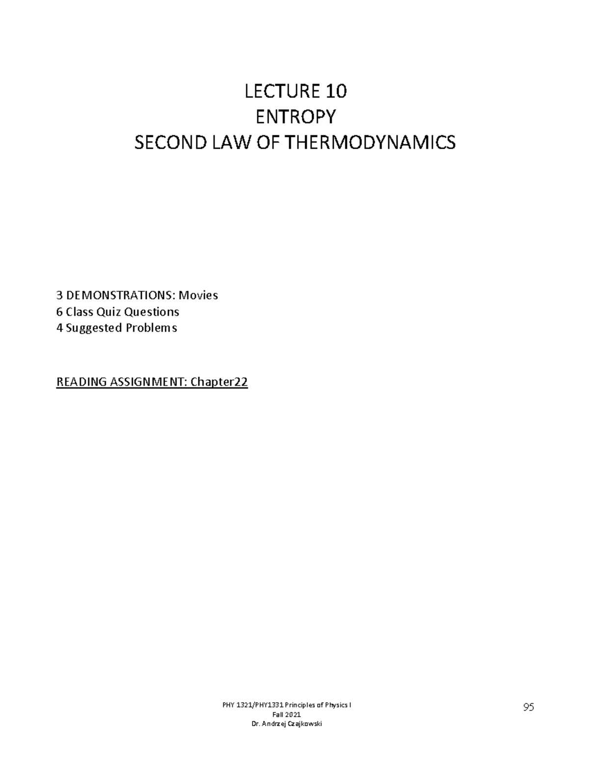 Physics Lecture 10 & Formula Sheet for UO - PHY 1321/PHY1331 Principles ...