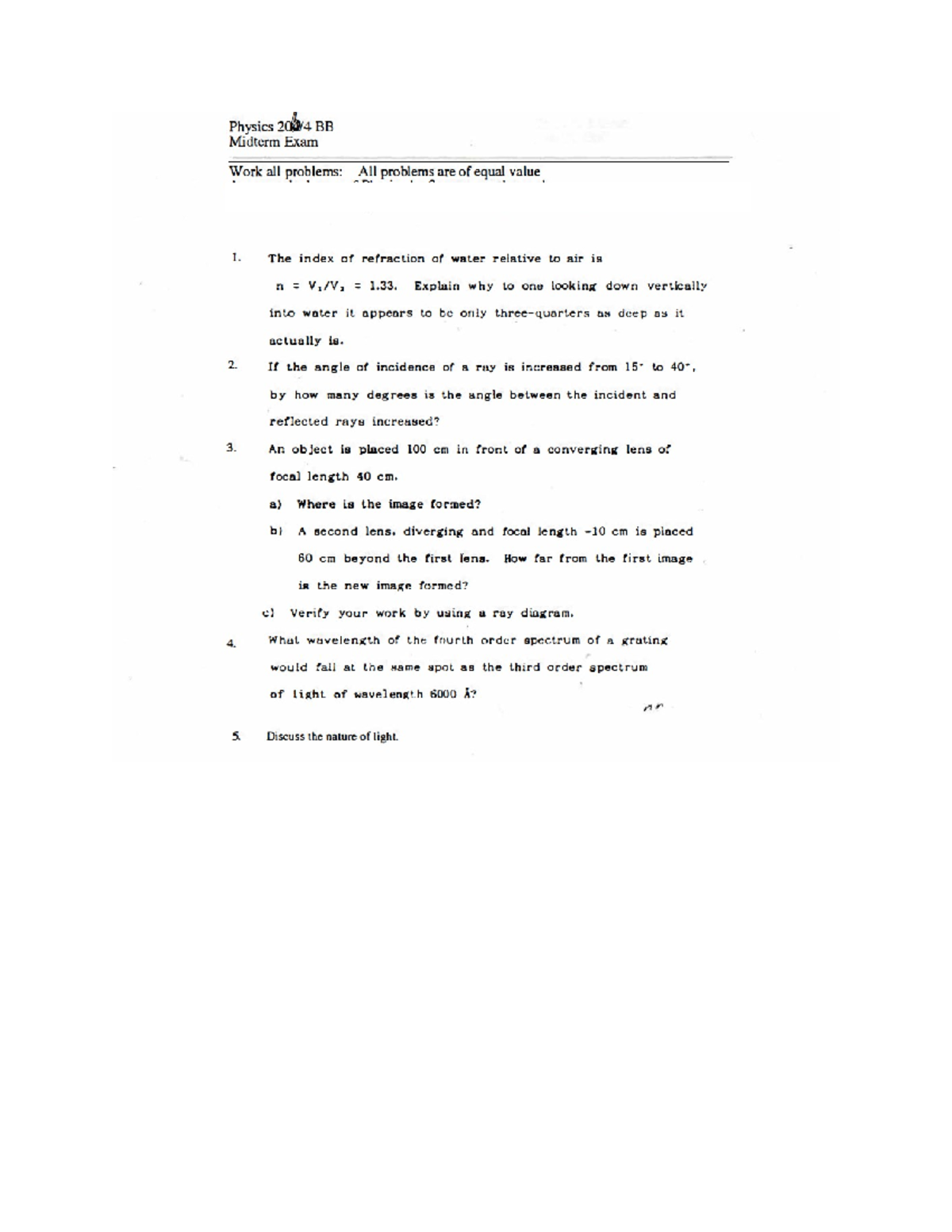 Sample midterm P206 need for the review - PHYS 206 - Studocu
