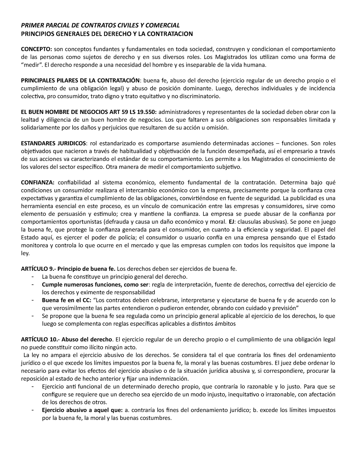 Resumen Contratos Primer Parcial - PRIMER PARCIAL DE CONTRATOS CIVILES ...