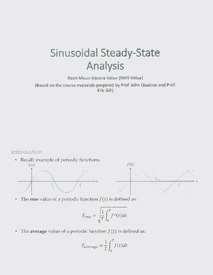 Unit5 6 Sinusoidal Steady State Analysis Root Mean Square Value Rms Value Scanned Studocu