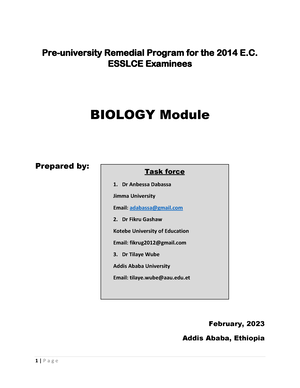 Biology Remedial Module - PRE-UNIVERSITY REMEDIAL PROGRAM FOR THE 2014 ...