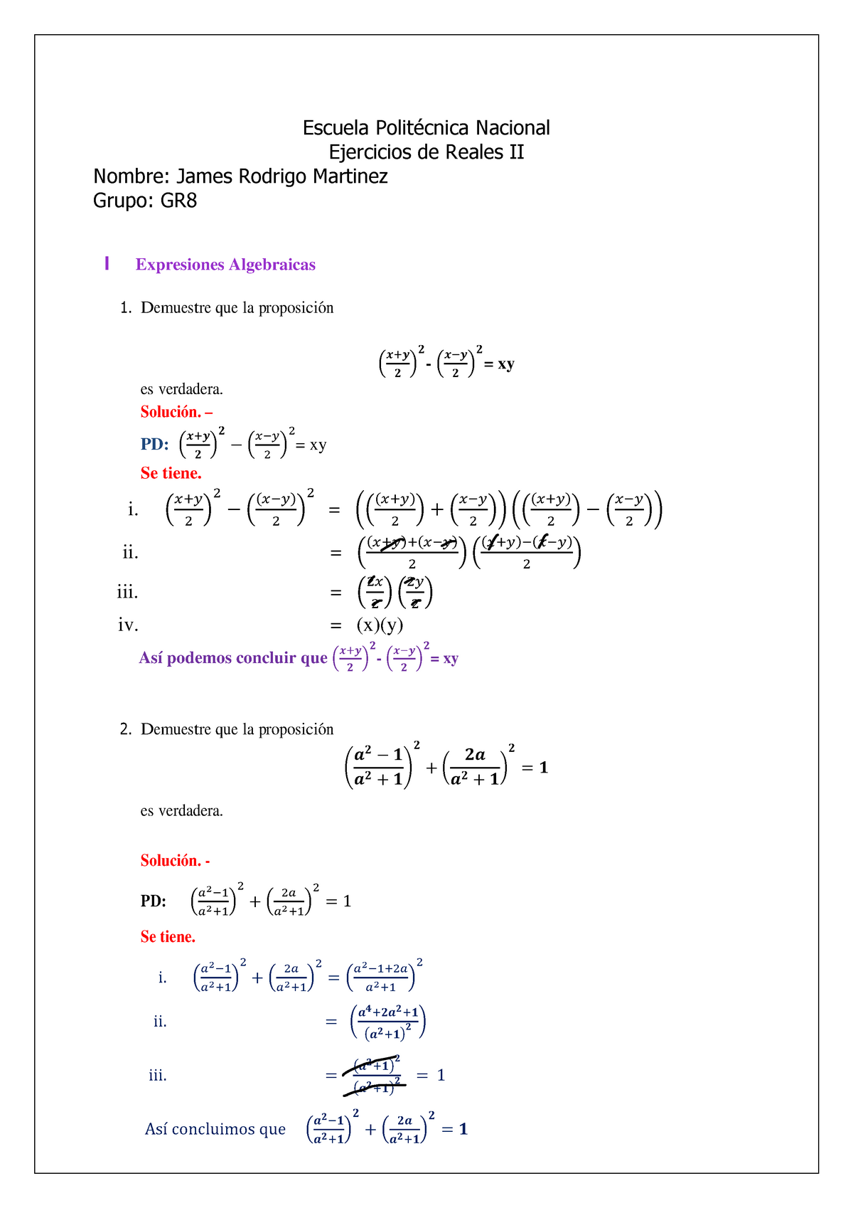 Ejercicios Resueltos Reales 2 - Fundamentos De Matemática - EPN - Studocu