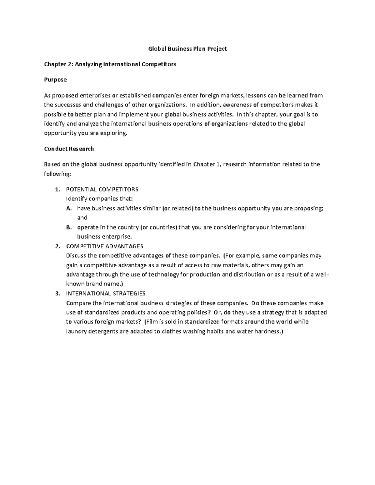 chapter 2 business plan sample