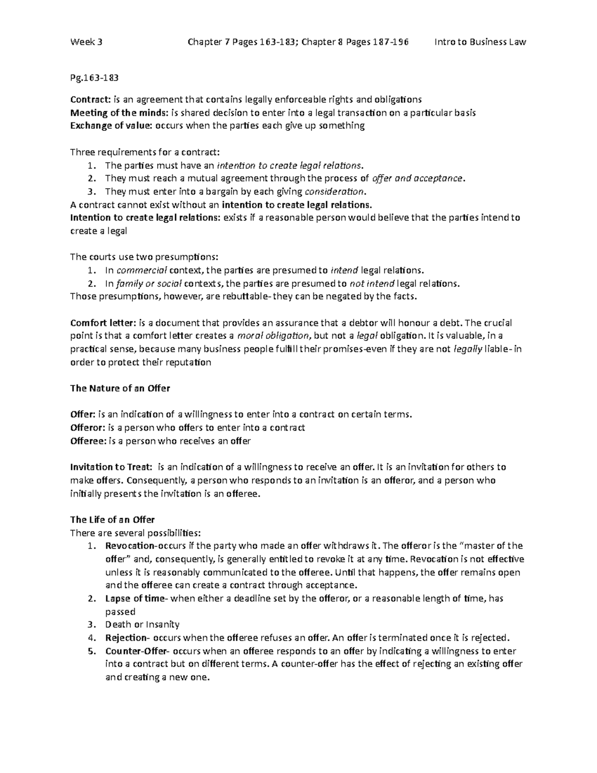 Ch7&Ch8 - Lecture notes 4 - Week 3 Chapter 7 Pages 163-183; Chapter 8 ...