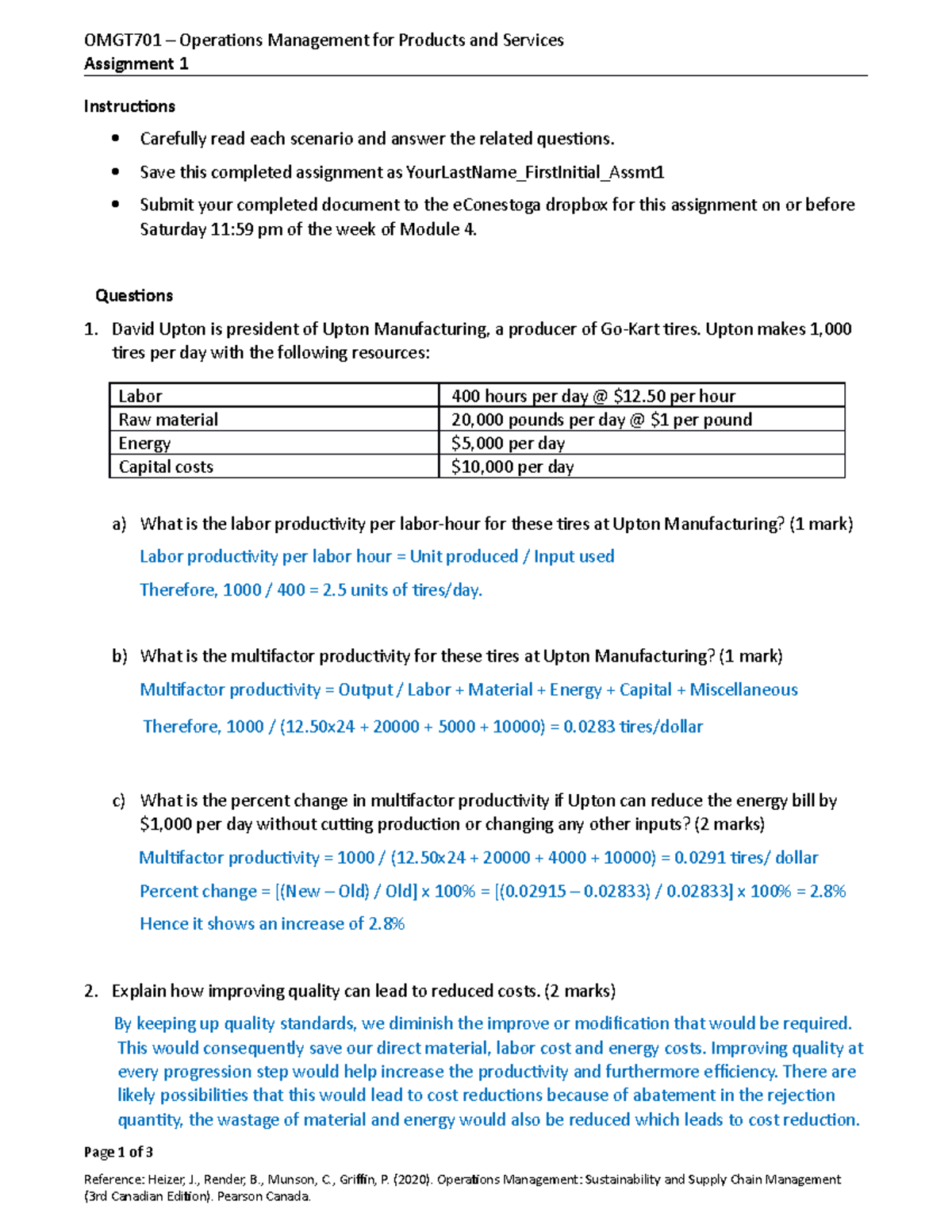 operations management assignment 1