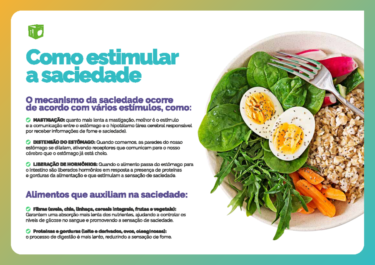 Como estimular a saciedade - Nutrição - Studocu