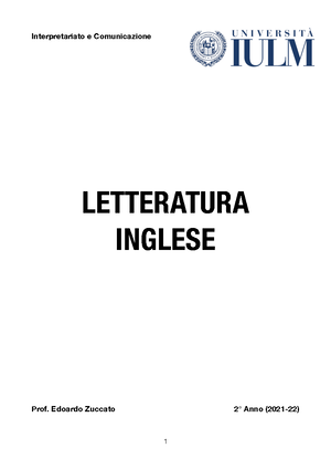 Letteratura inglese - Interpretariato e Comunicazione ...
