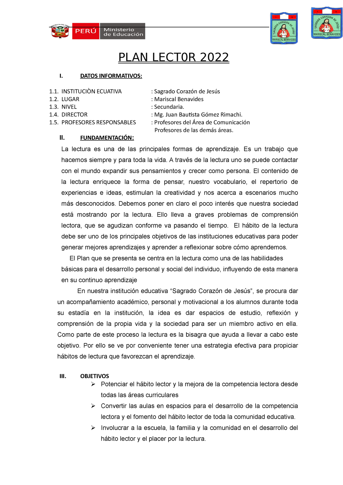 PLAN LECT0R 2022 - Ya Lo Hice - Comunicacion Y Redaccion - UNHEVAL ...