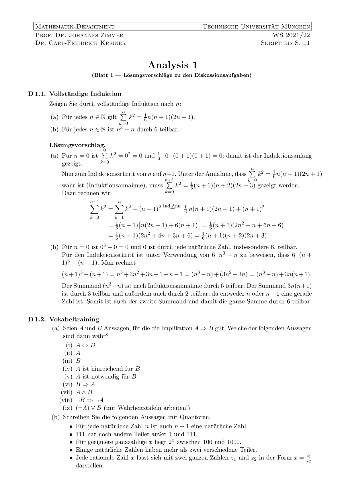 Diskussionsaufgaben 01 Lösungen Analysis 1 - Mathematik-Department ...