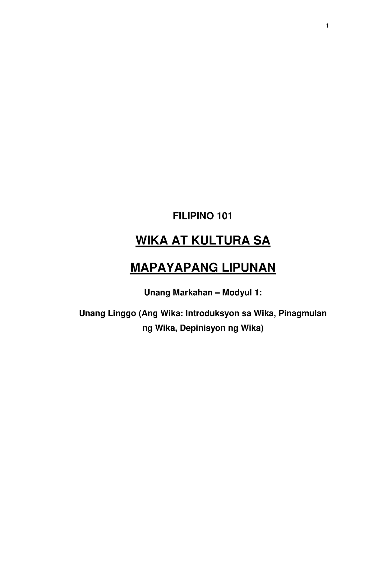 FIL-101- Module - You Can Learned From It - FILIPINO 101 WIKA AT ...