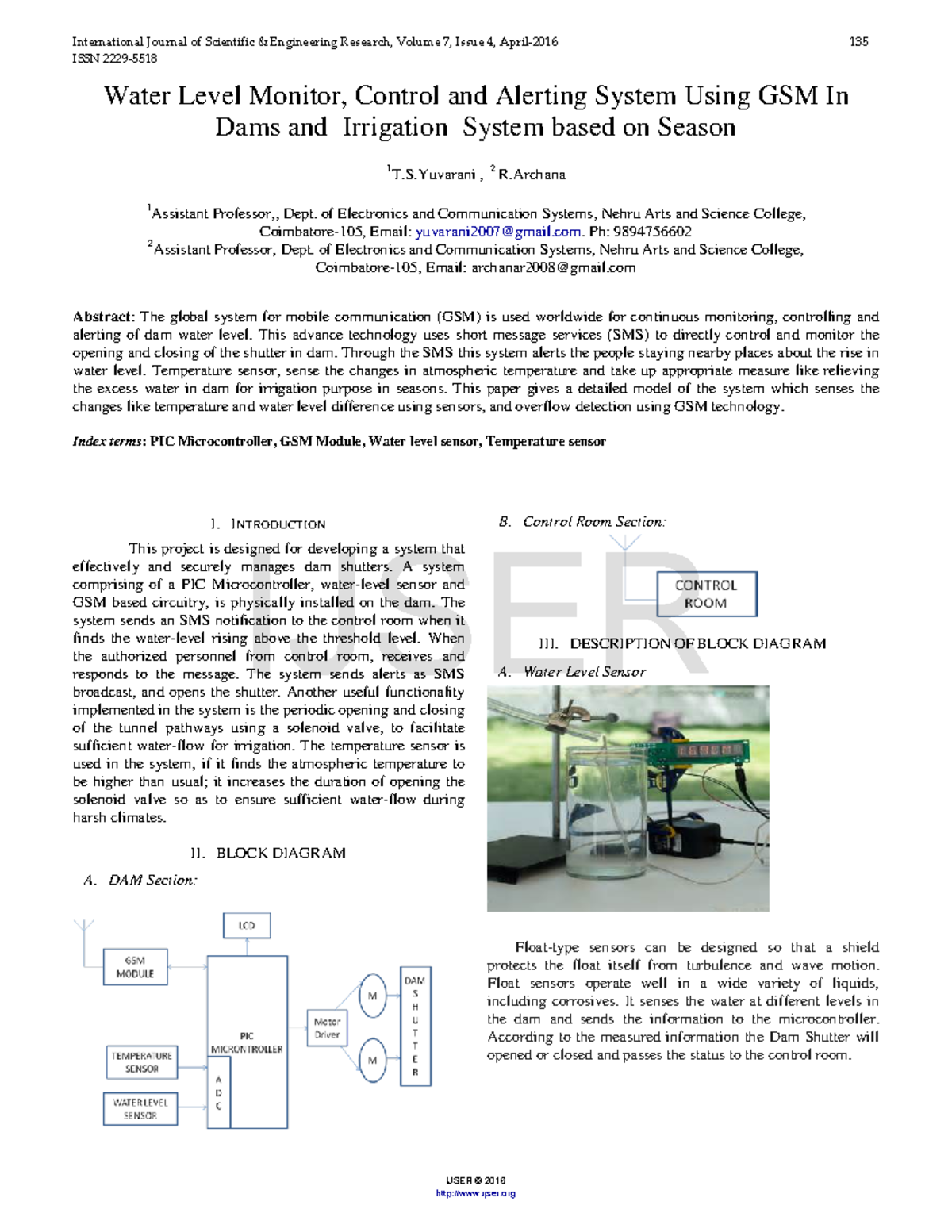 Water Level Monitor Control and Alerting System Using GSM In Dams and ...