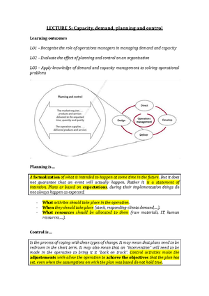 Capacity Planning And Control Operations Management Soe Studocu