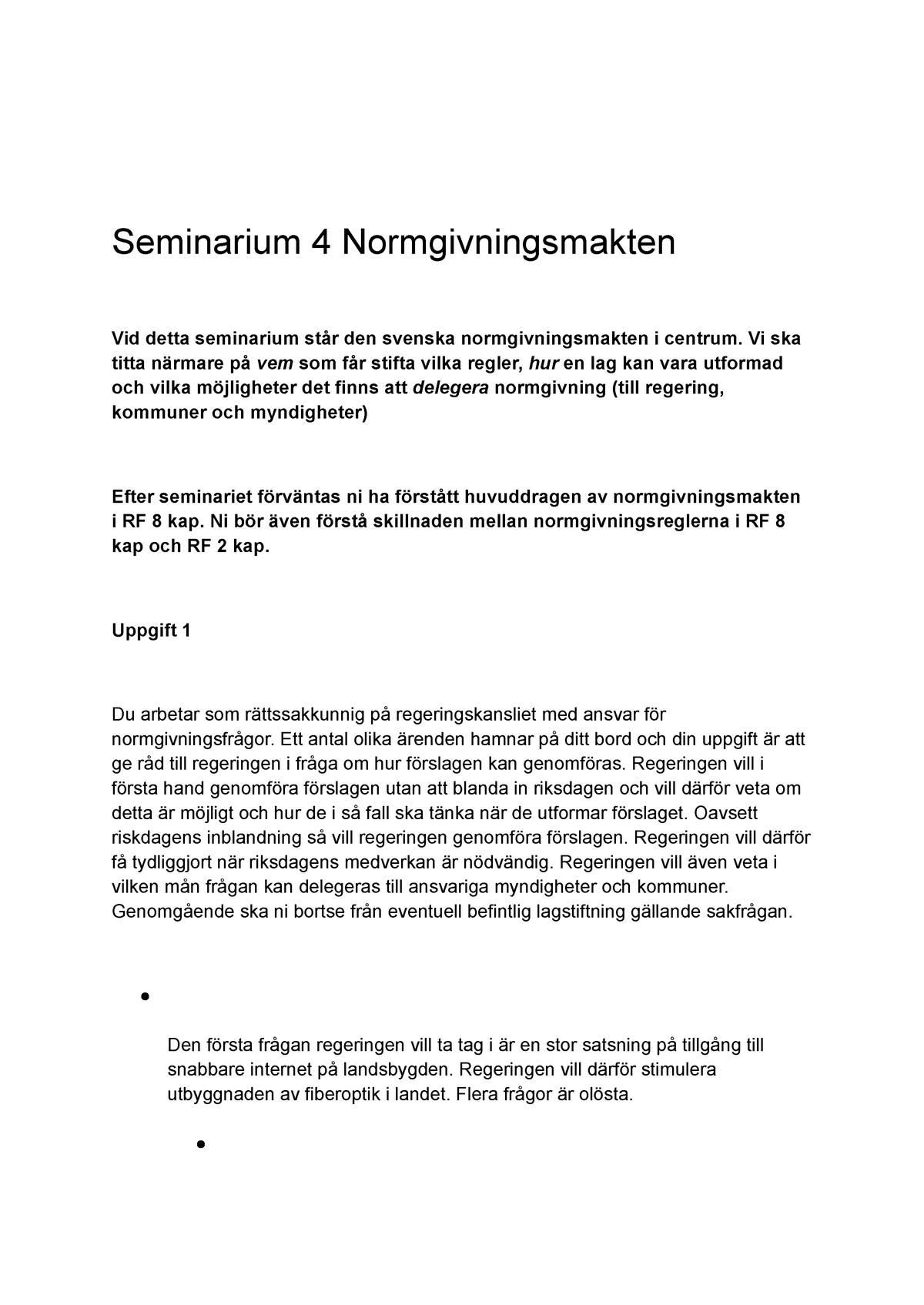 Seminarium 4 Normgivningsmakten - Seminarium 4 Normgivningsmakten Vid ...