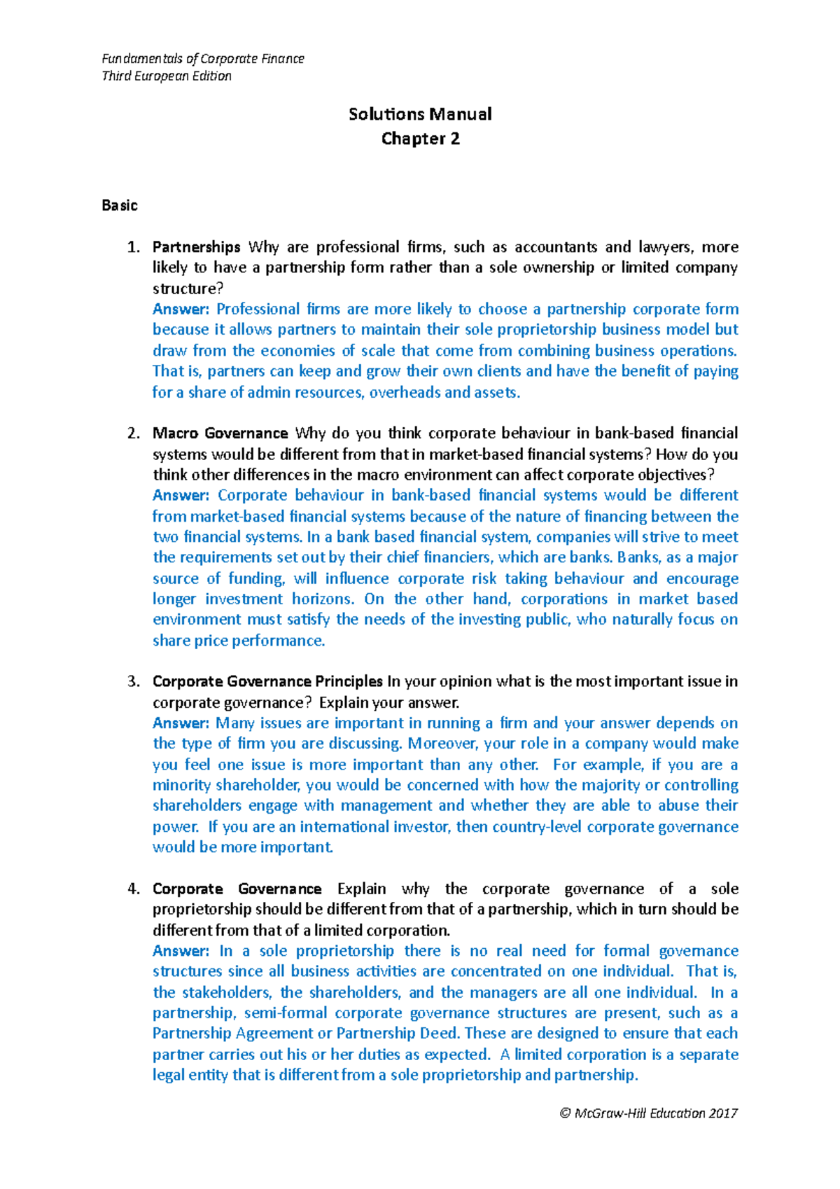 Ch2 SM - Chapter 2 answers - Third European Edition Solutions Manual ...