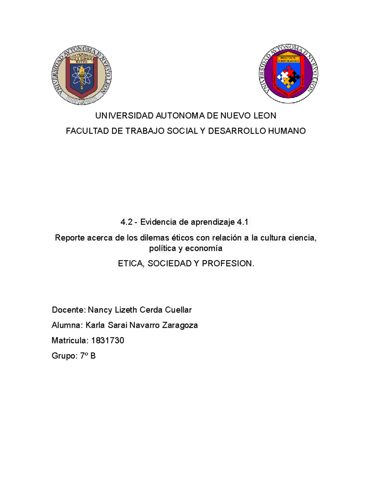 E4.1S12 - Evidencia 4 - UNIVERSIDAD AUTONOMA DE NUEVO LEON FACULTAD DE ...