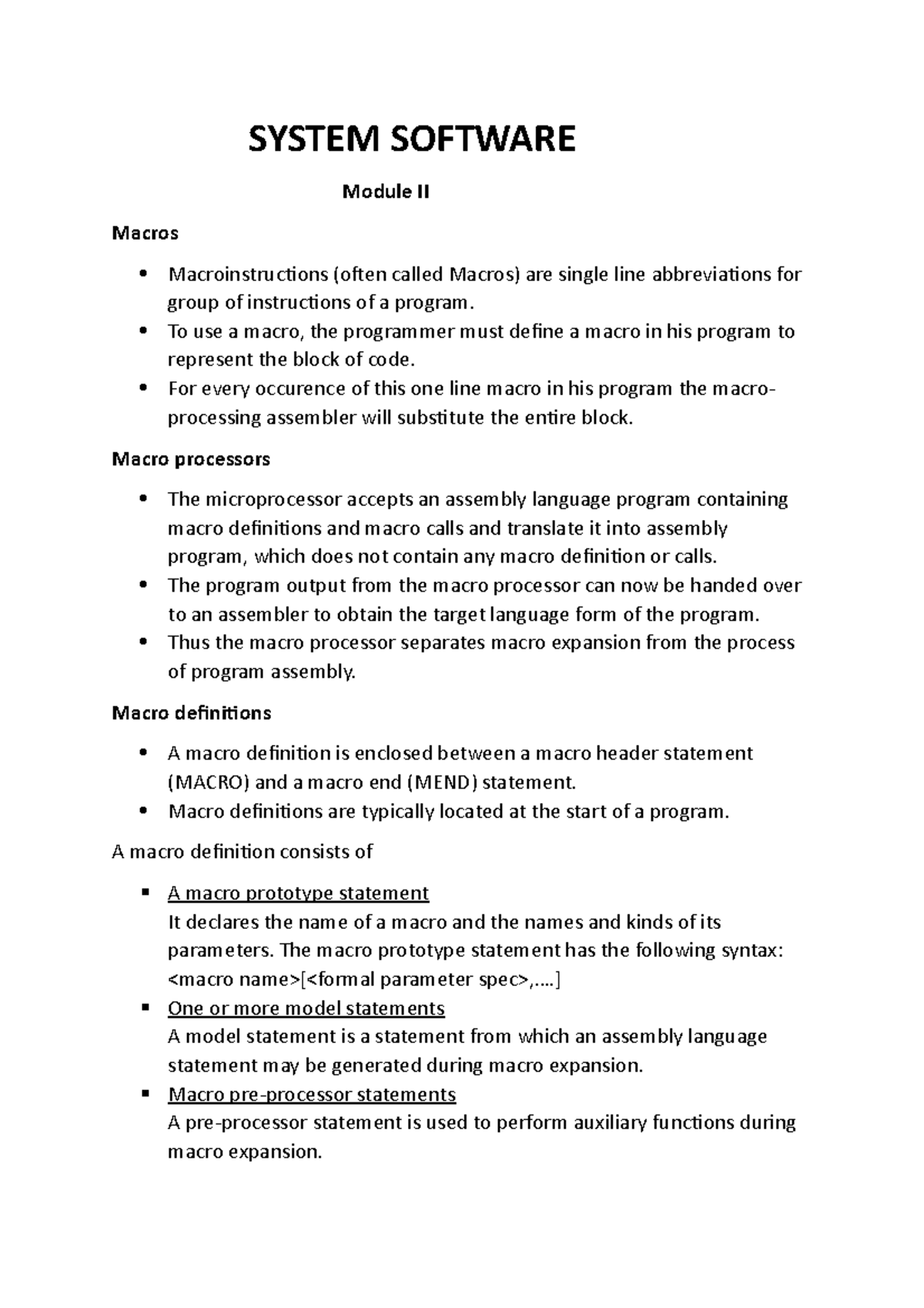 system software Module2 - SYSTEM SOFTWARE Module II Macros ...