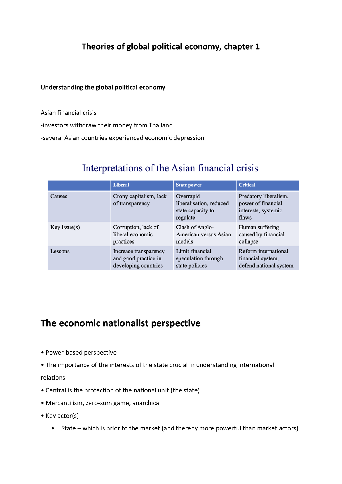 1 Theories Of Global Political Economy Chapter 1 Until The 19th Century Trade Between 