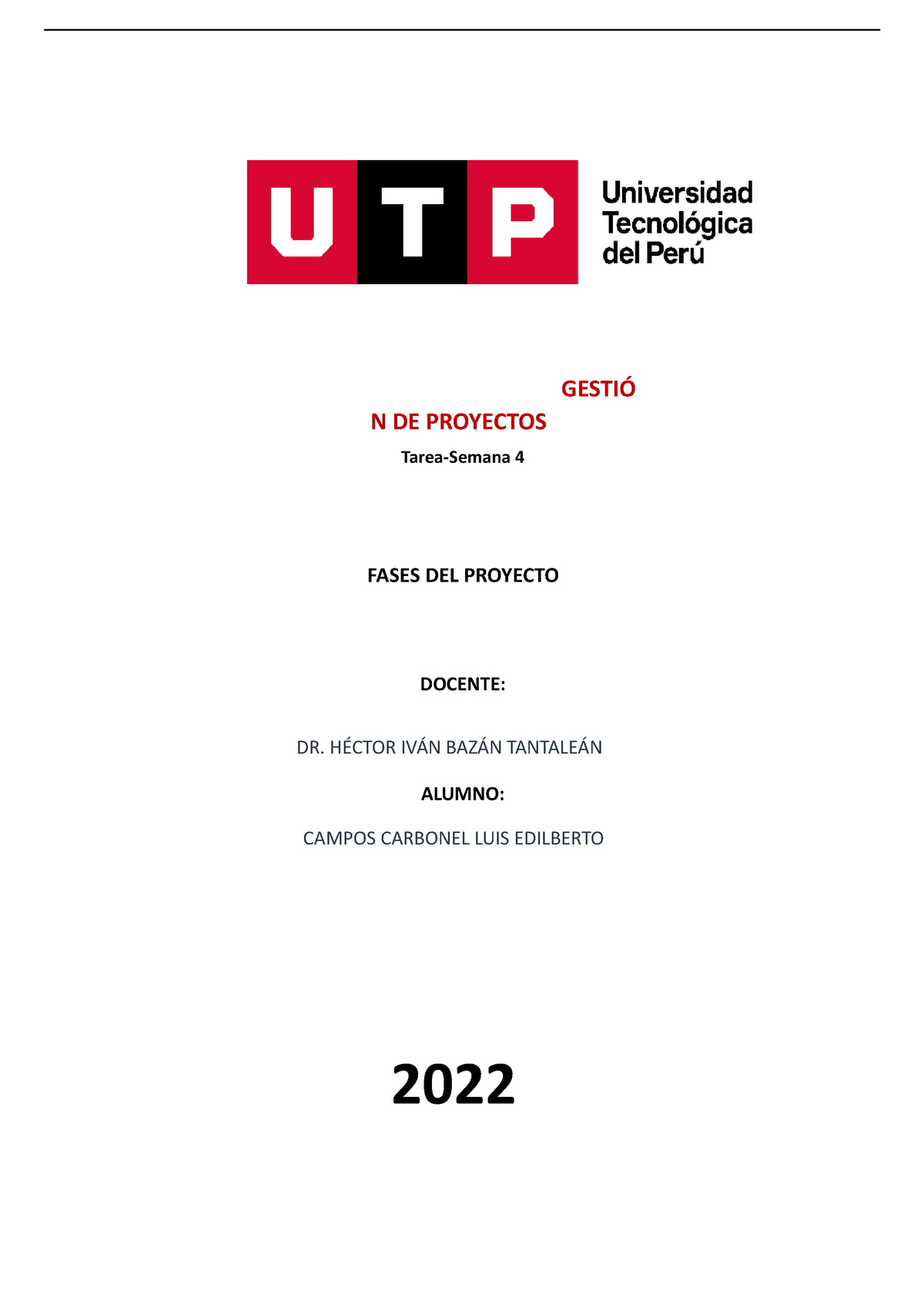 Gestion De Proyectos Semana 4 - Gestion De Proyectos - GESTIÓ N DE ...