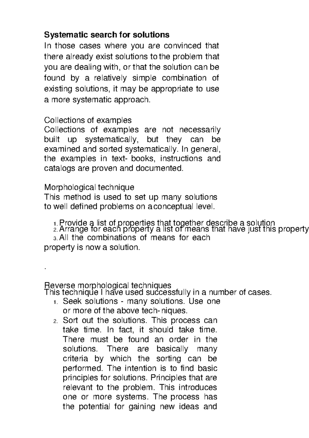 Systematic search for solutions , - Collections of examples Collections ...
