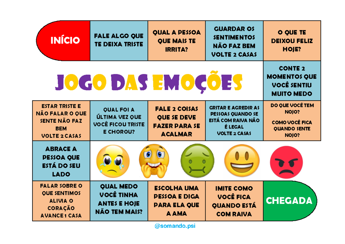 Escola viva - Trilha das emoções 💫 Como jogar: 1- Jogue o