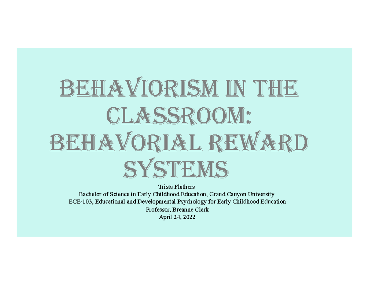 behaviorism in education essay