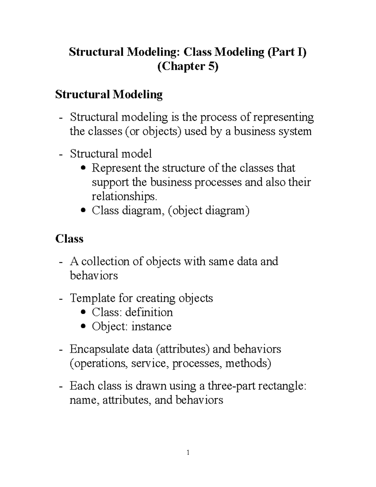 Note Class Modeling Part I (2021 Fall) Structural Modeling Class