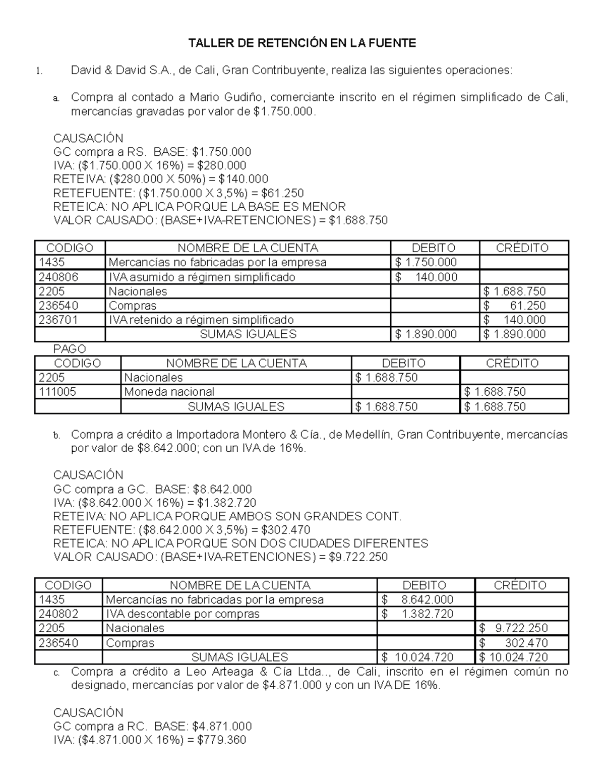 2992603 Contabilidad TALLER DE RETENCI N EN LA FUENTE David David 