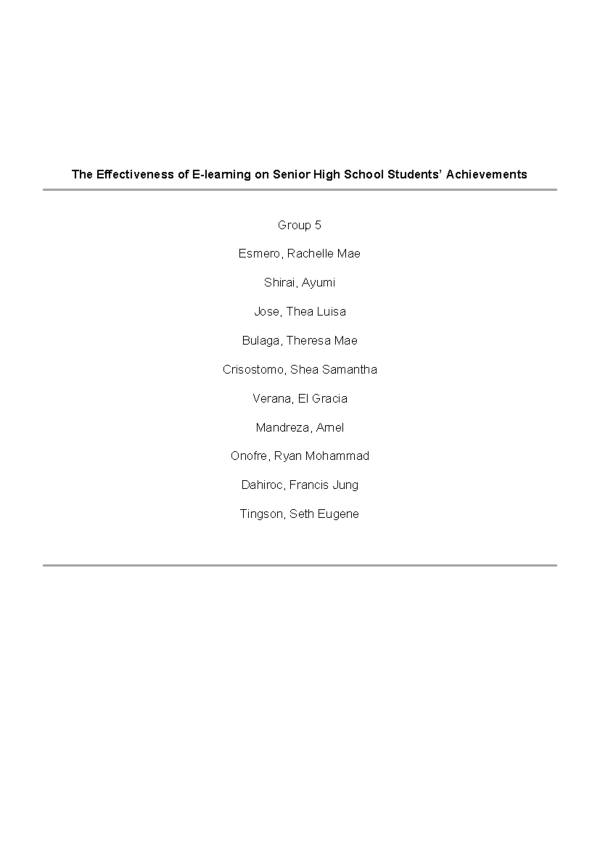 The Effectiveness of E learning Group 5 Research final - The ...