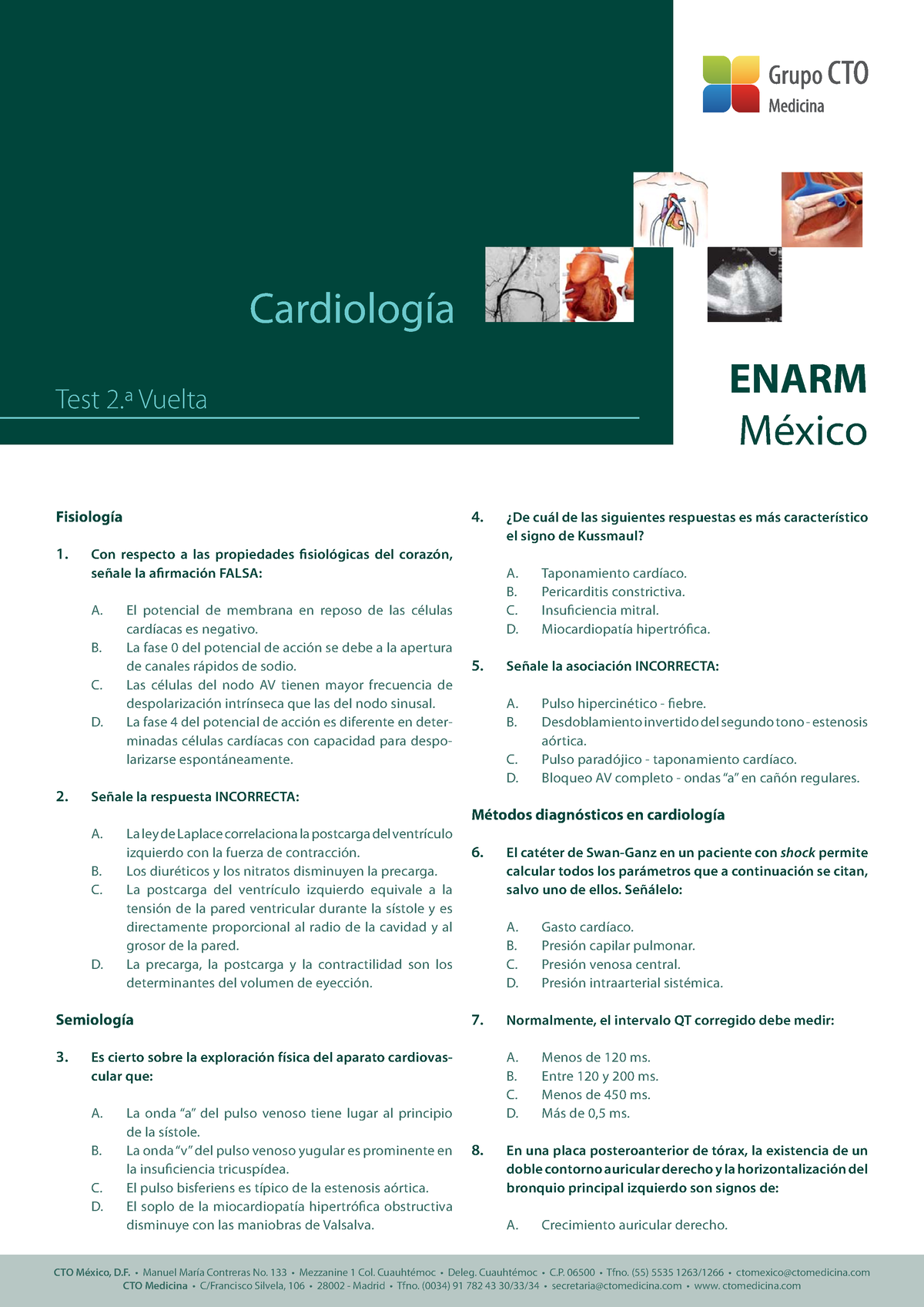 1 5161301339640168857 - Cardiología Test 2.ª Vuelta ENARM México CTO ...