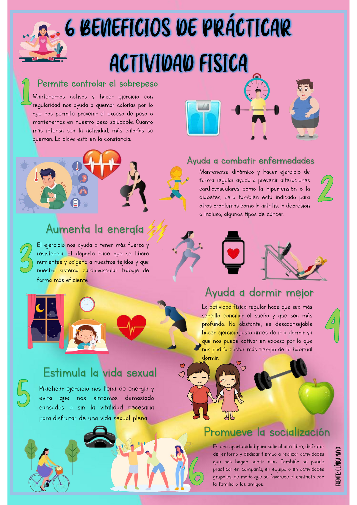 Infografia Seis Beneficios De La Actividad Fisica Mantenernos Activos