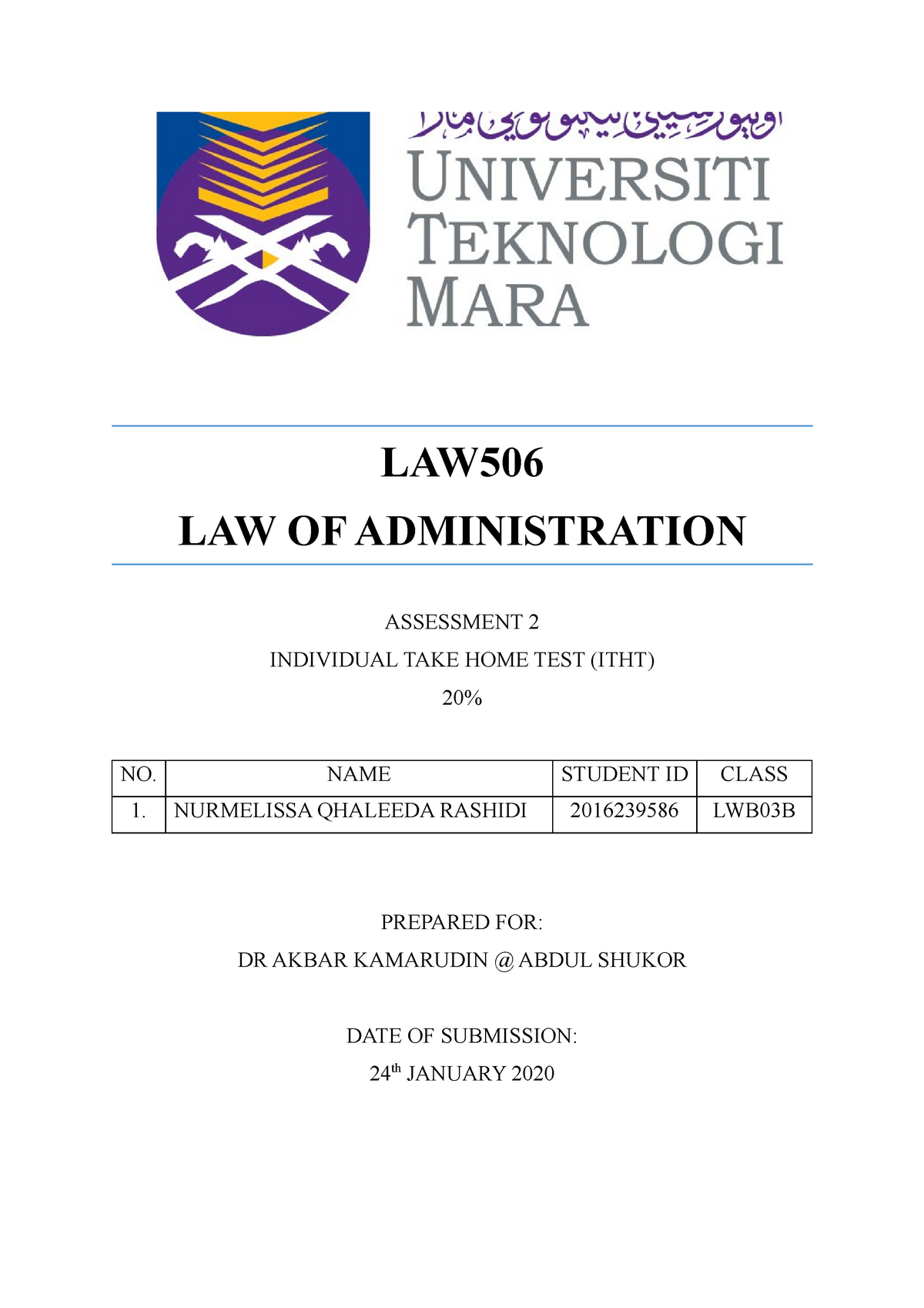 admin law assignment