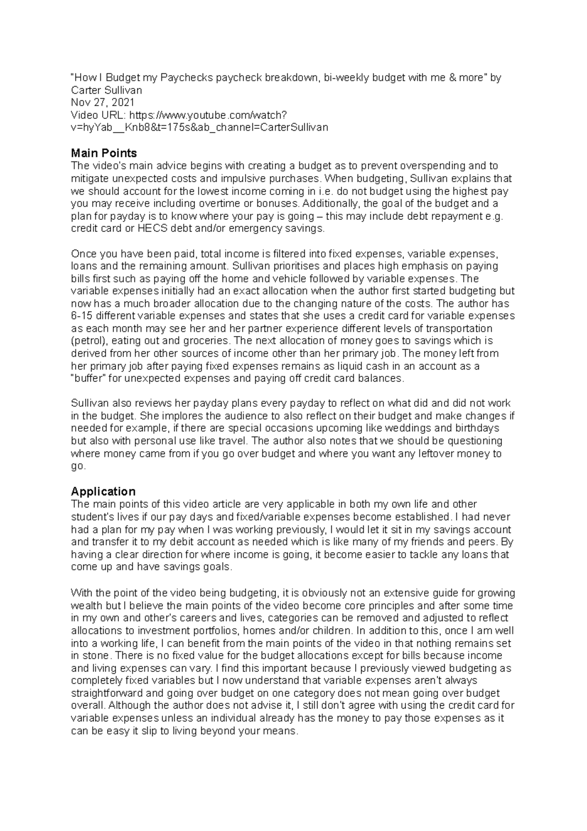 Learning Community Post “How I Budget my Paychecks paycheck breakdown