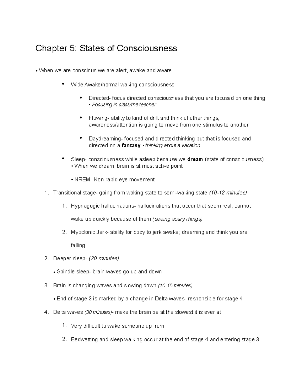 Chapter 5 psychology - PSYC 101 - Chapter 5: States of Consciousness ...