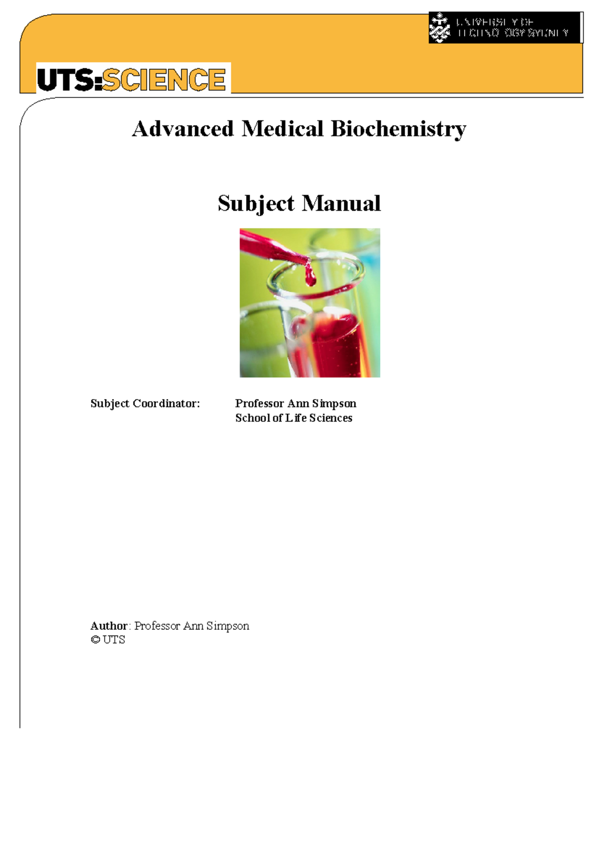 2024 Subject Manual 91827 Advanced Medical Biochemistry Subject