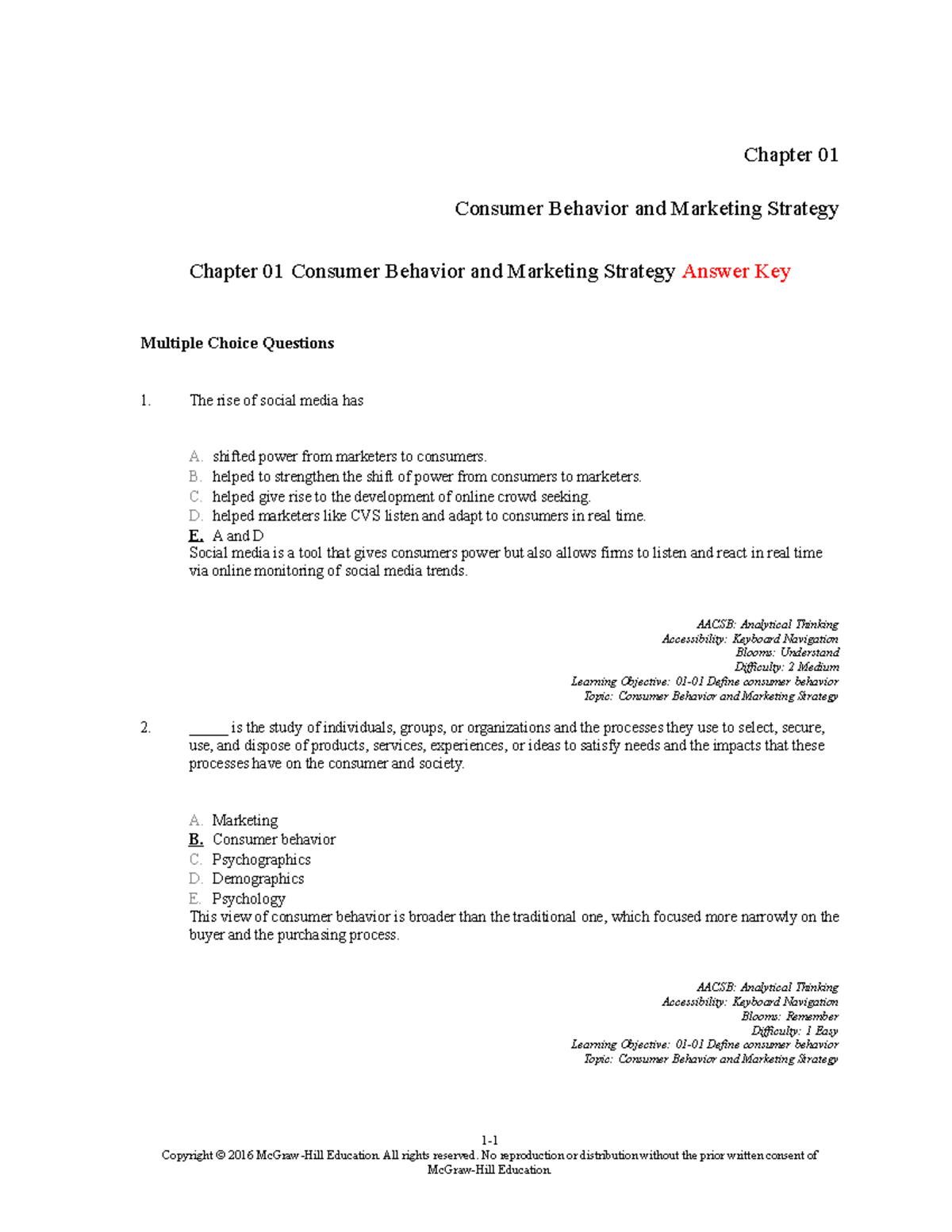 TBChap 001 - Chapter 01 Consumer Behavior and Marketing Strategy ...
