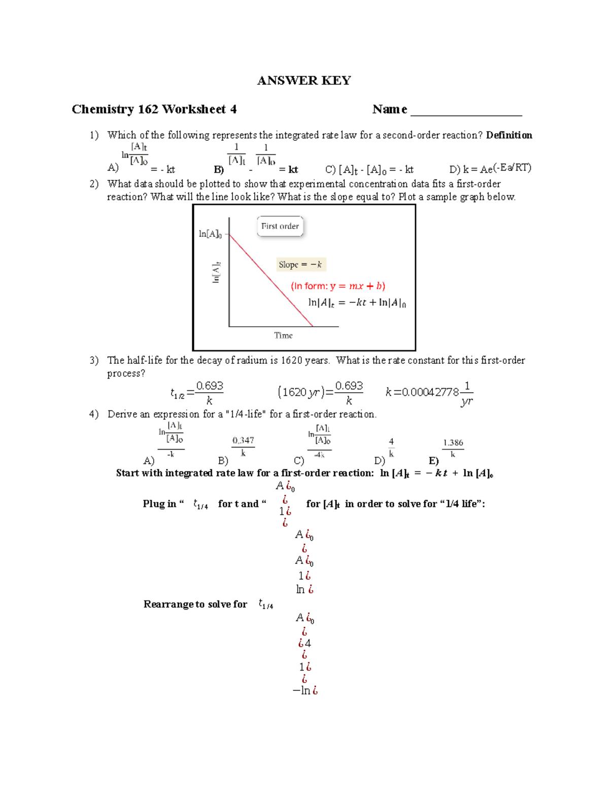 Chem 162 Worksheet 4 With Answers Studocu