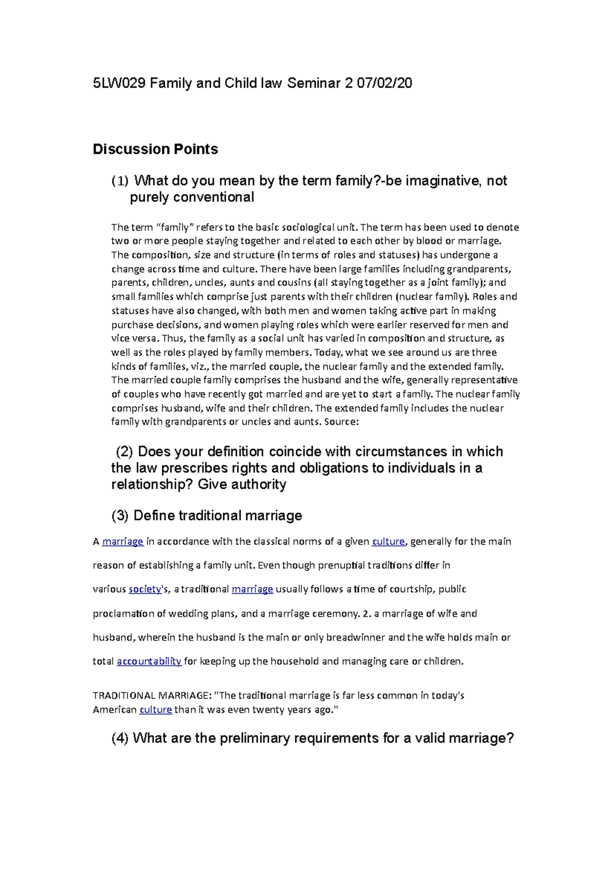 5LW029 Family and Child Law seminar 2 The term has been used to