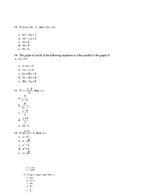 Algebra Questions and Answer Key - MAT 119 - Studocu