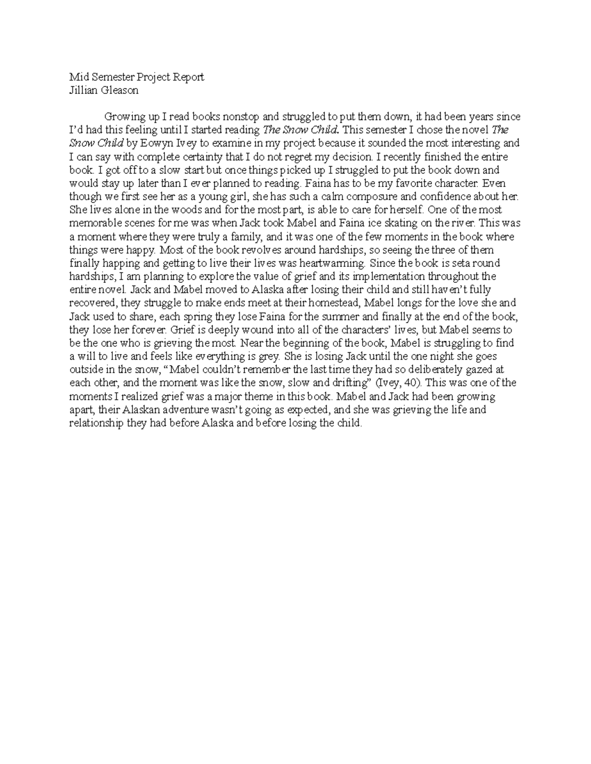 Mid Semester Project Report - Mid Semester Project Report Jillian ...