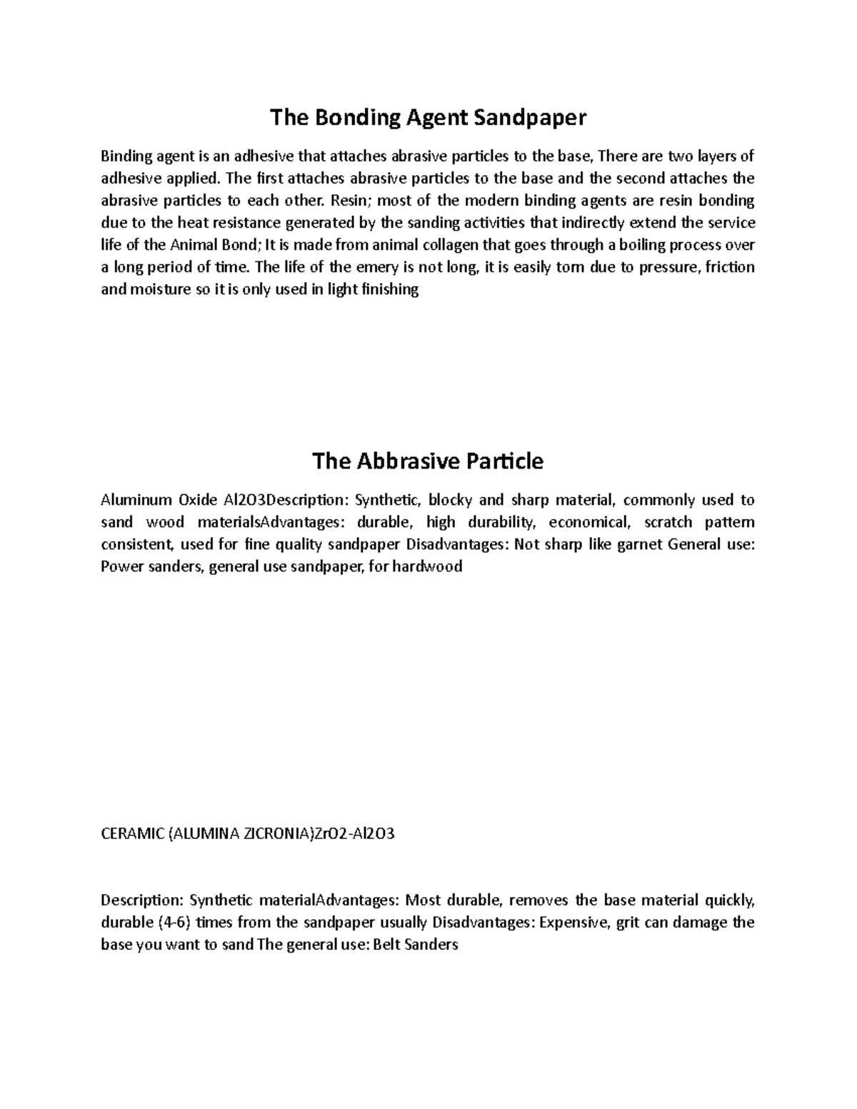 The Bonding Agent Sandpaper The Bonding Agent Sandpaper Binding agent