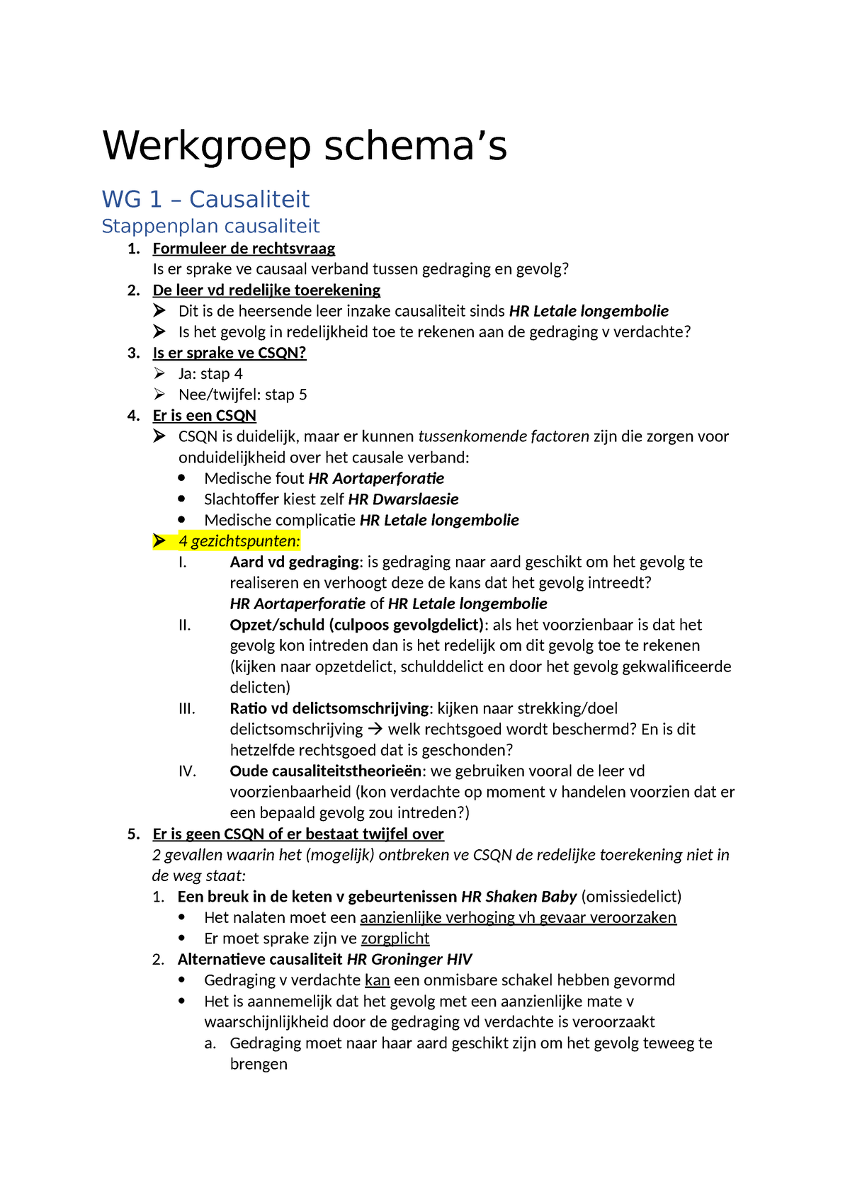 Sv Materieel Strafrecht Goed - Werkgroep Schema’s WG 1 – Causaliteit ...