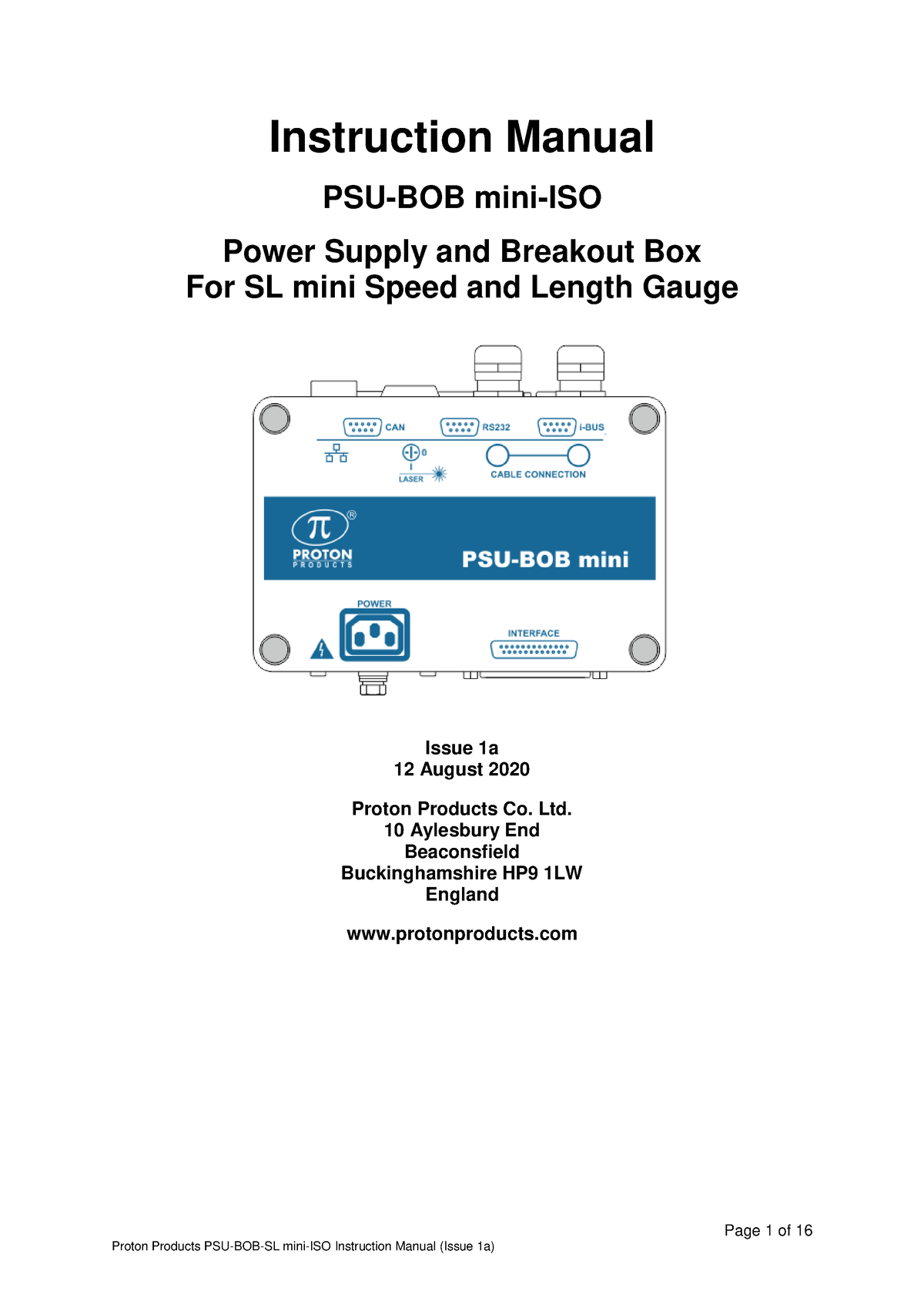 PSU-BOB+mini-ISO Issue 1a - Page 1 Of 16 Instruction Manual PSU-BOB ...