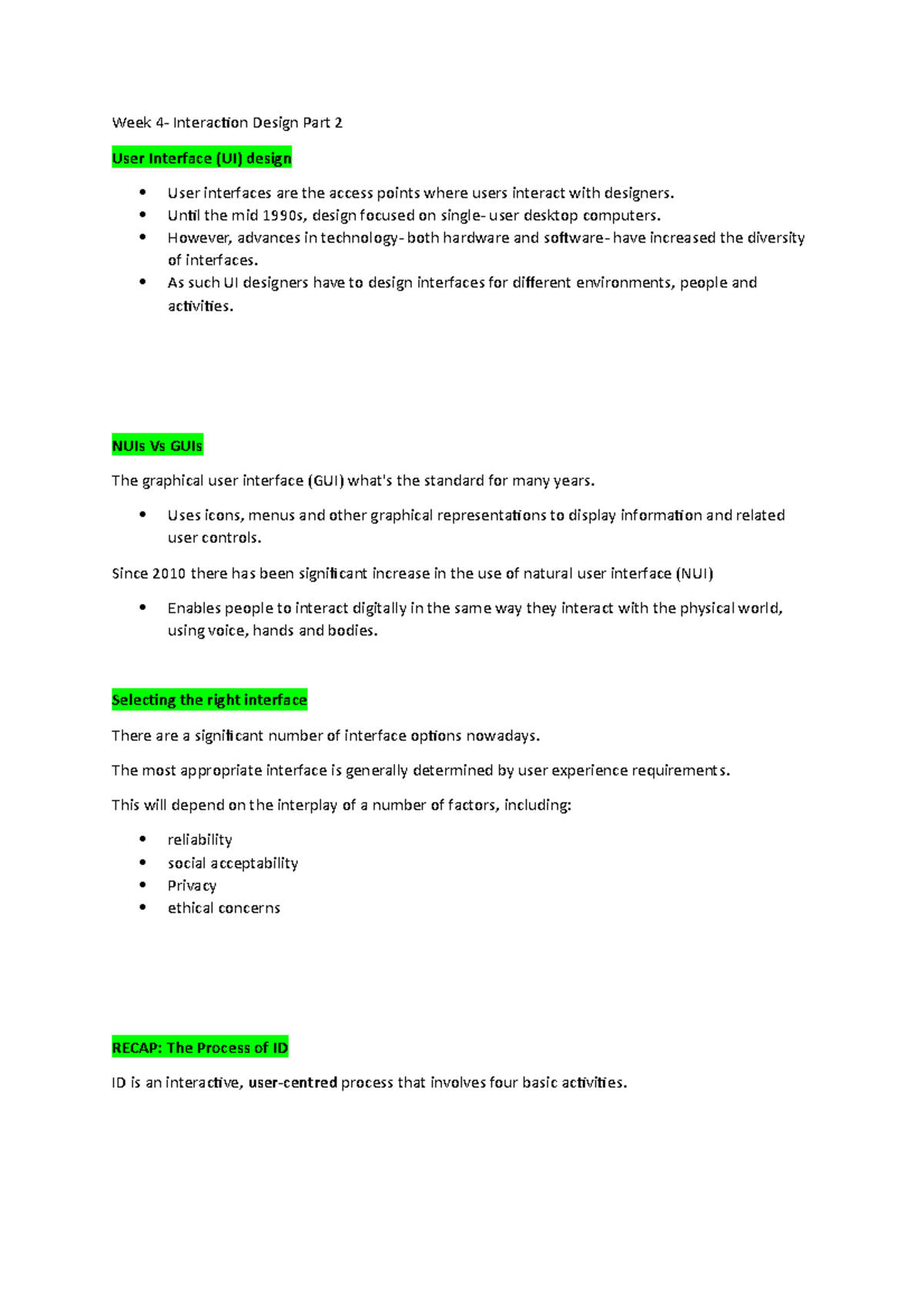 Week 4-Interactional Design Part 2 - Week 4- Interaction Design Part 2 ...