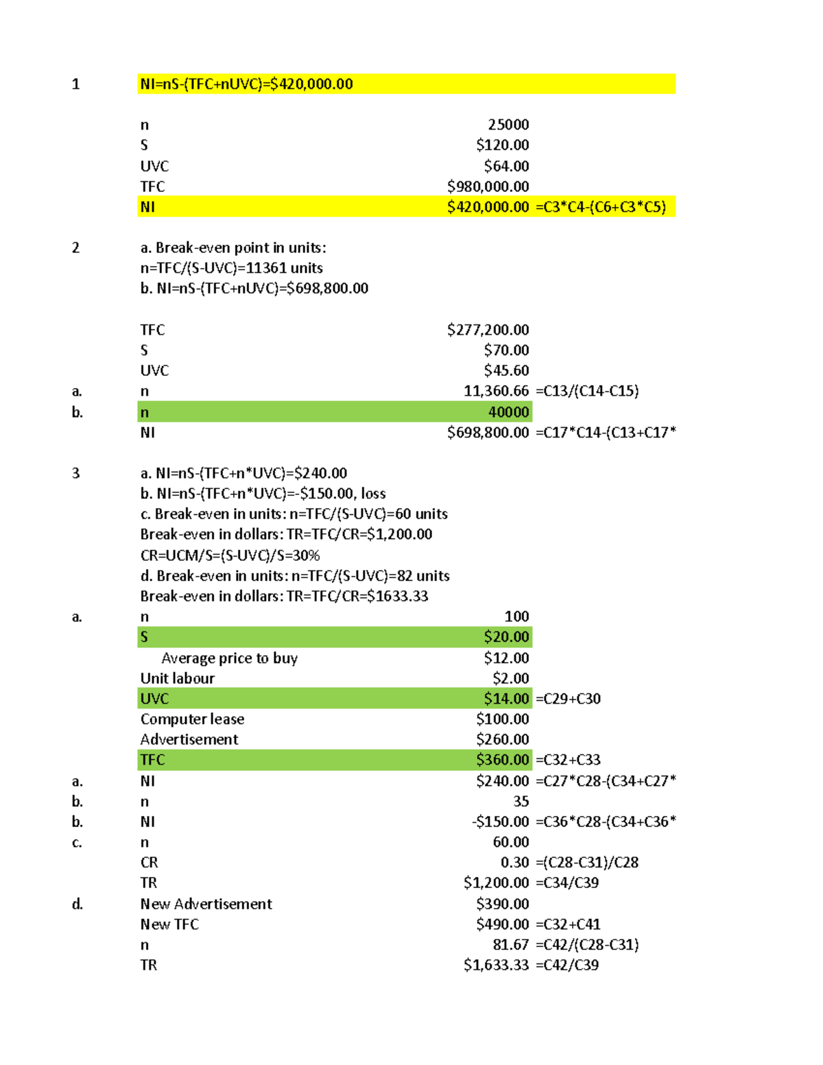 ANLT 600 Chapter 3 Solutions - 1 n 25000 S $120. UVC $64. TFC $980,000 ...