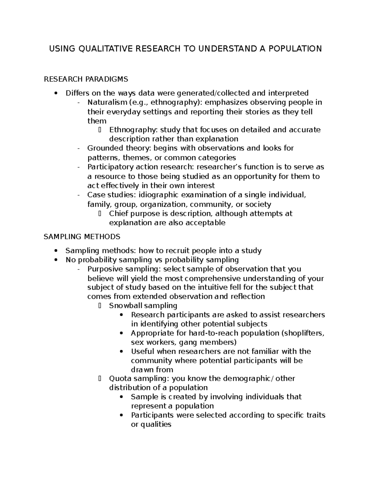 qualitative research population mean