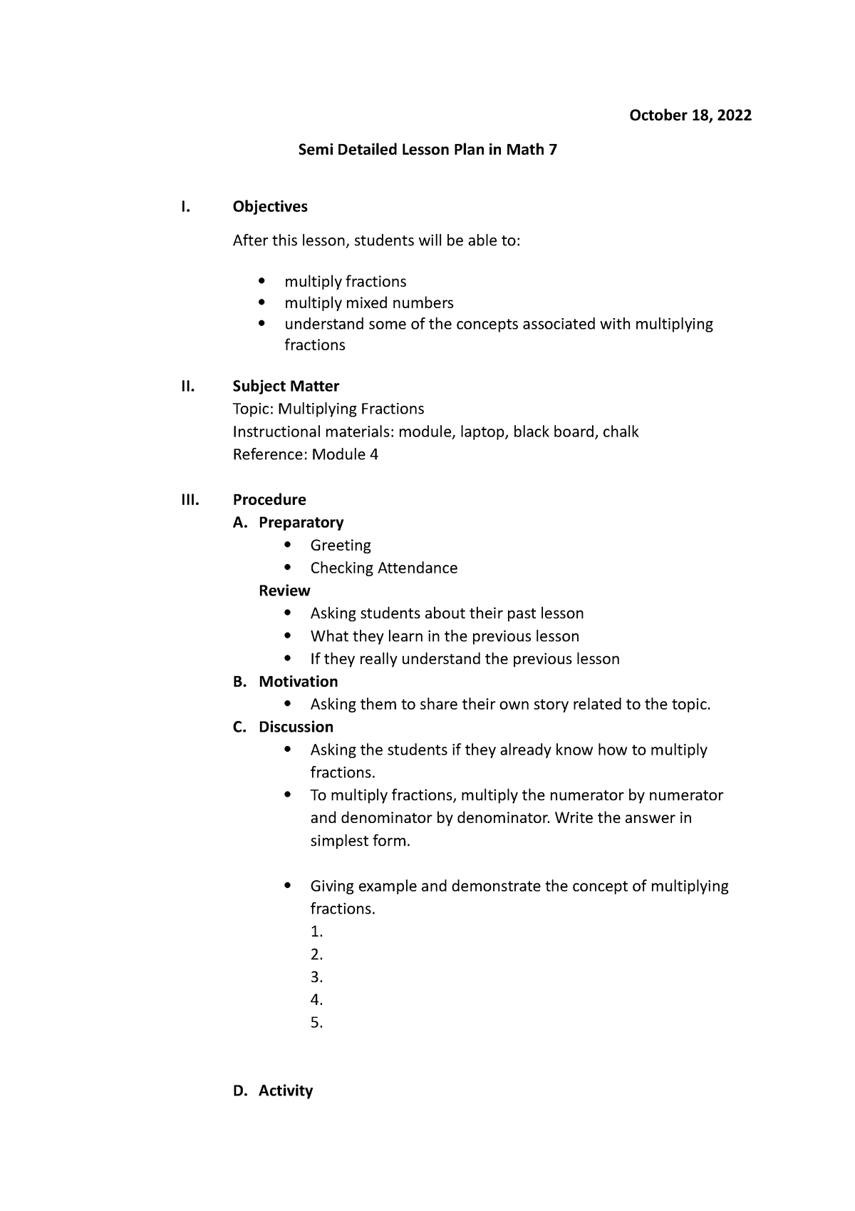 Semi Detailed Lesson Plan Math - October 18, 2022 Semi Detailed Lesson ...