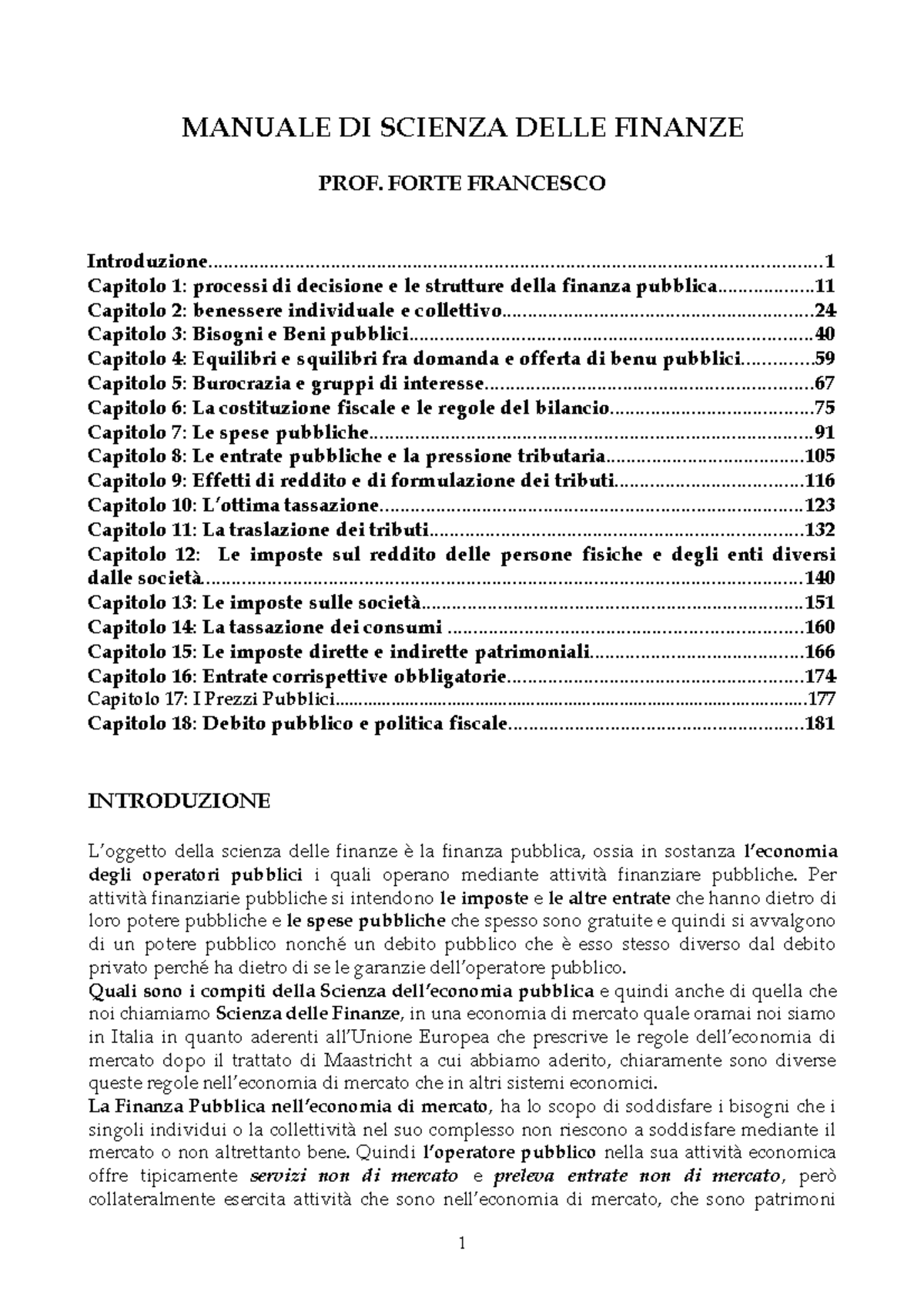 Appunti DI Scienza Delle Finanze forte MANUALE DI SCIENZA DELLE