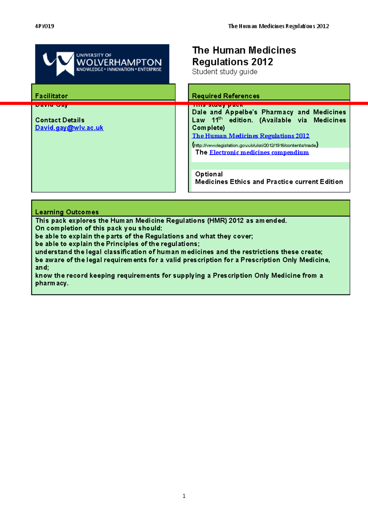 The Human Medicines Regulations 2012 Study Guide The Human Medicines