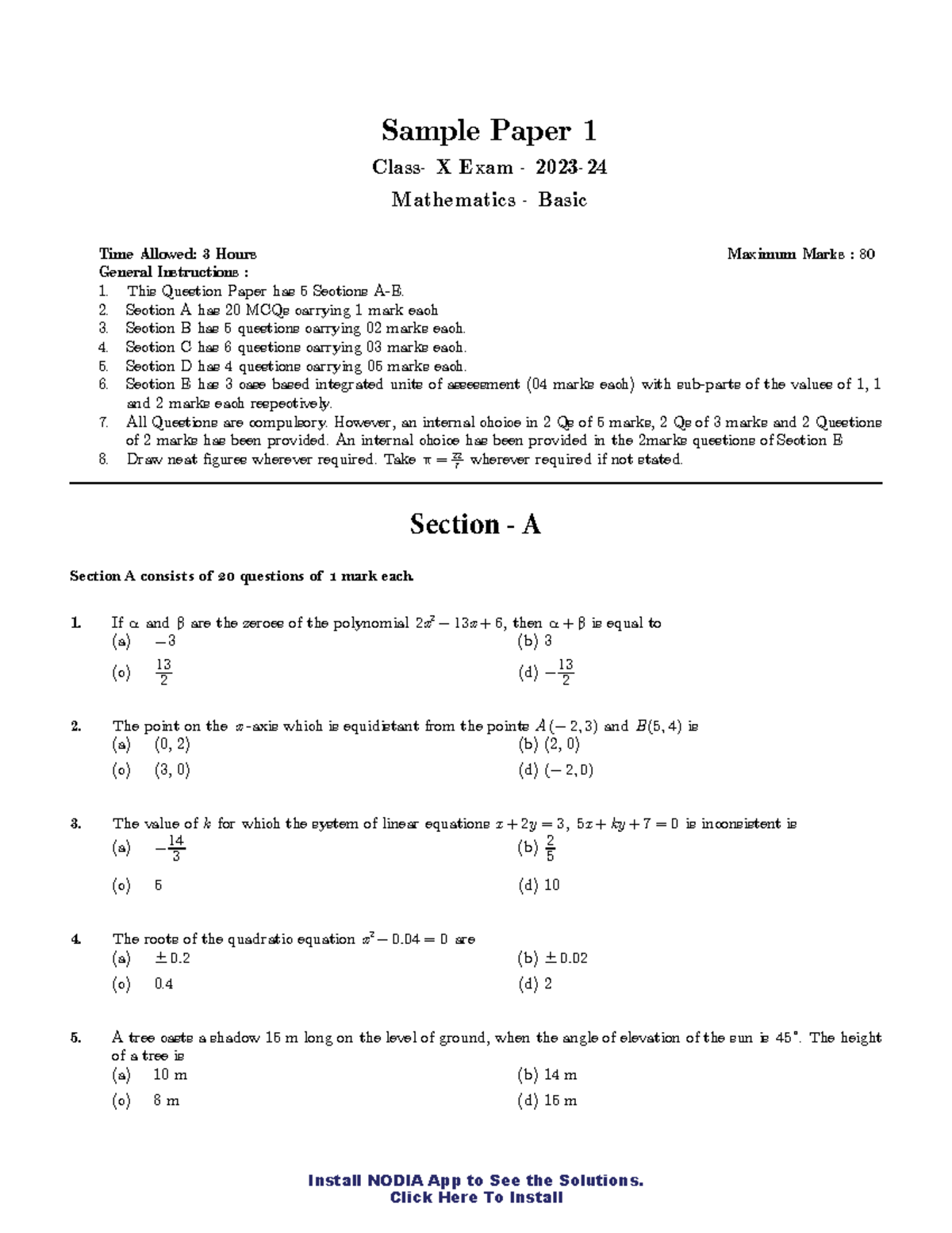 Cbjembpu 01 - Install NODIA App to See the Solutions. Mathematics Basic ...